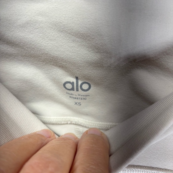 Alo Yoga High Waist Mesh Panel Leggings Cream XS Athleisure Workout - Picture 4 of 6